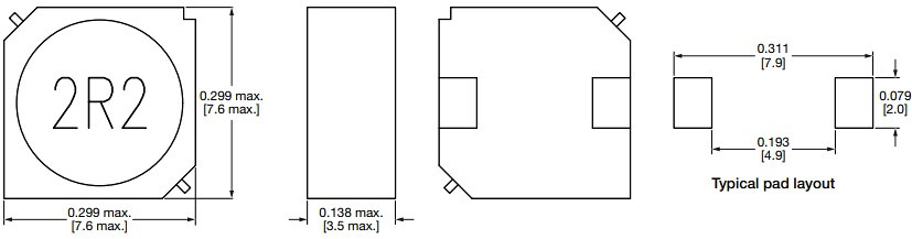 Technische Zeichnung - Vishay / Dale IDCS3014 Ferrit-Leistungsinduktivitäten